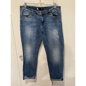 Women's KUT from the Kloth Blue Distressed cuffed Ankle Cropped Jeans Size 8